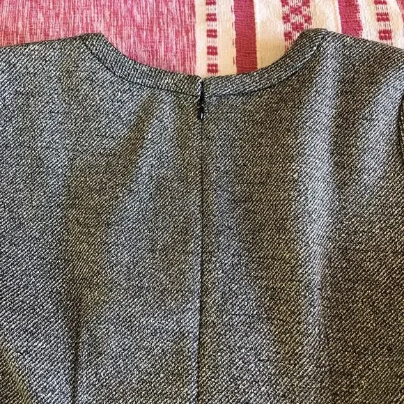 NWT Ann Taylor Peplum Small Short Sleeve Gray Tweed Crew Neck Casual Zip - Picture 7 of 9